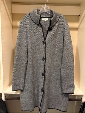 Cocogio Grey Textured Button-Front Cardigan Sweater Coat